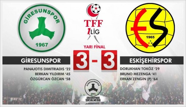Giresunspor-Eskişehirspor maç sonucu: 3-3